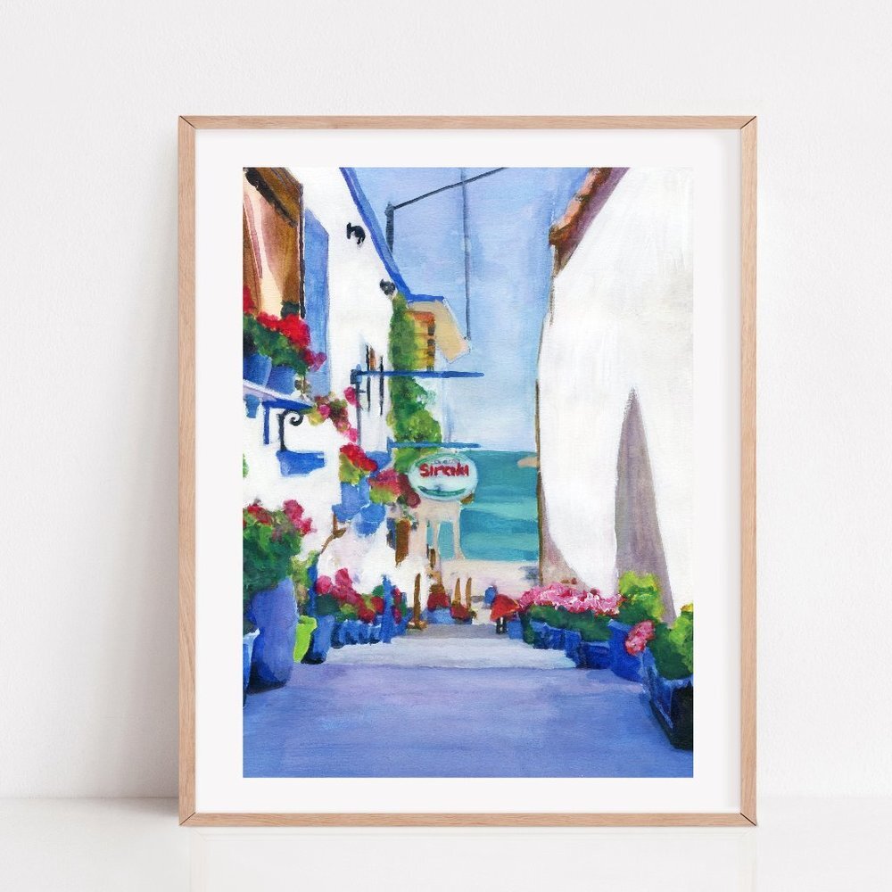 Matala Greece, Crete Greece, Greek island travel print, Greece travel art